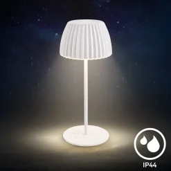 LED-akkukäyttöinen pöytälamppu Brilo unplugged Riffle, 20 cm, valkoinen