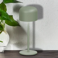 LED-akkukäyttöinen pöytälamppu Finley salviavihreä Korkeus 22 cm Metalli IP54