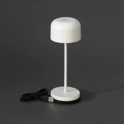 LED-akkukäyttöinen pöytälamppu Lille, korkeus 20 cm, valkoinen, IP54, USB