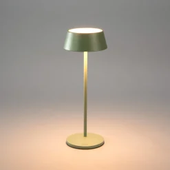 LED-akkukäyttöinen pöytälamppu Menton, vihreä, korkeus 27 cm, IP54, USB