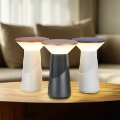 LED-akkukäyttöinen pöytälamppu Pilia, ruskea/vaaleanharmaa, korkeus 24 cm, IP44