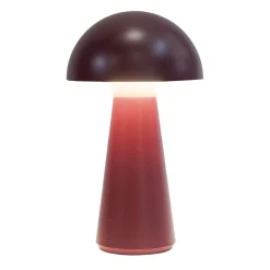 LED-akkukäyttöinen pöytälamppu Sam, viininpunainen, muovia, korkeus 28 cm, IP54