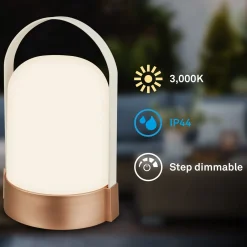 LED-akkukäyttöinen pöytävalaisin ASA BIG, pronssi/valkoinen, korkeus 24 cm, IP44