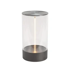 LED-akkukäyttöinen pöytävalaisin Edison, korkeus 23 cm, harmaa/kirkas, IP54