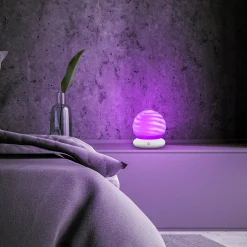 LED-akkukäyttöinen pöytävalaisin LUSTRO, valkoinen, Ø 15 cm, RGBW,