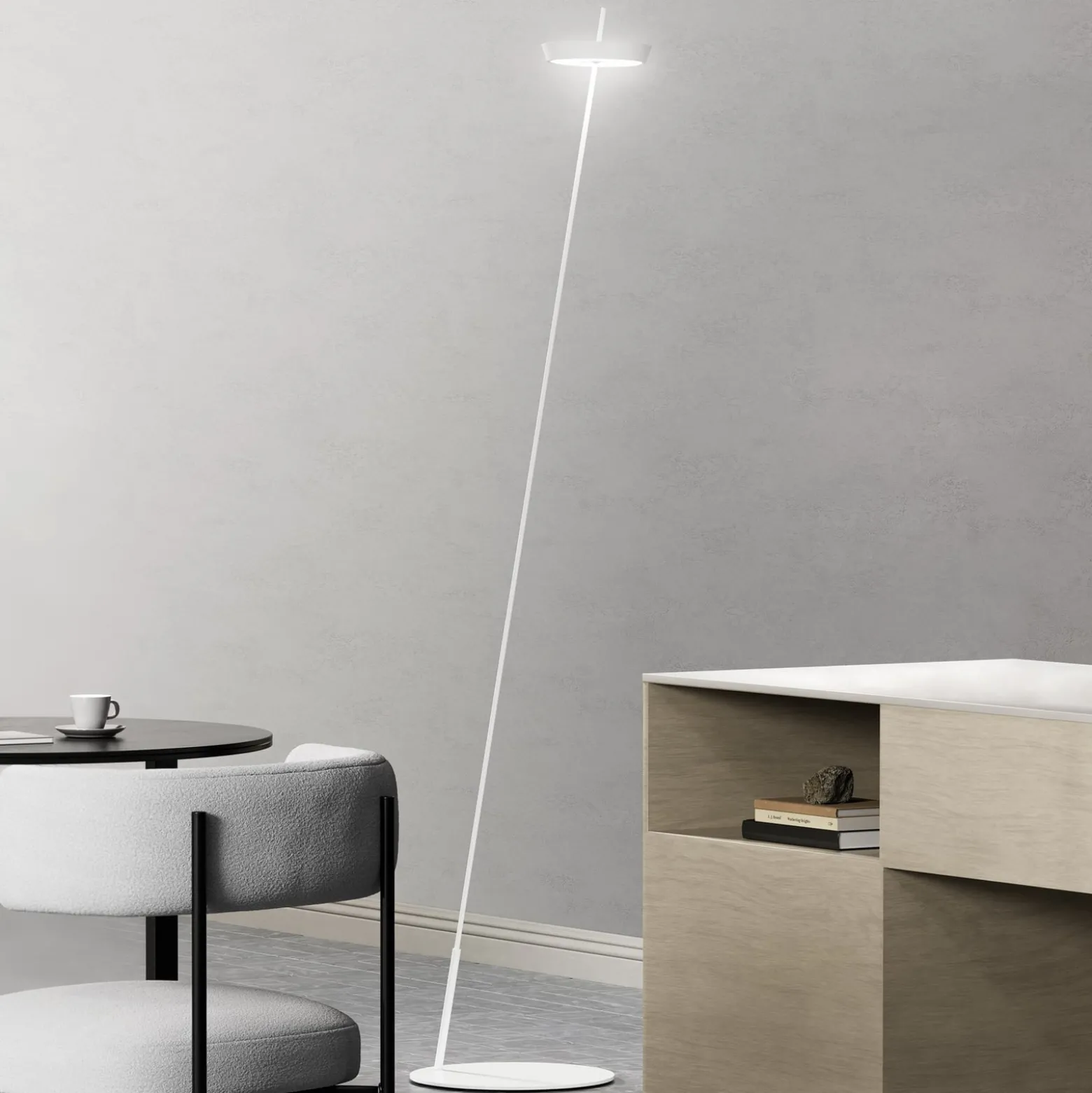 LED-akku-maavalaisin Mahina, valkoinen, korkeus 130 cm, metalli, CCT