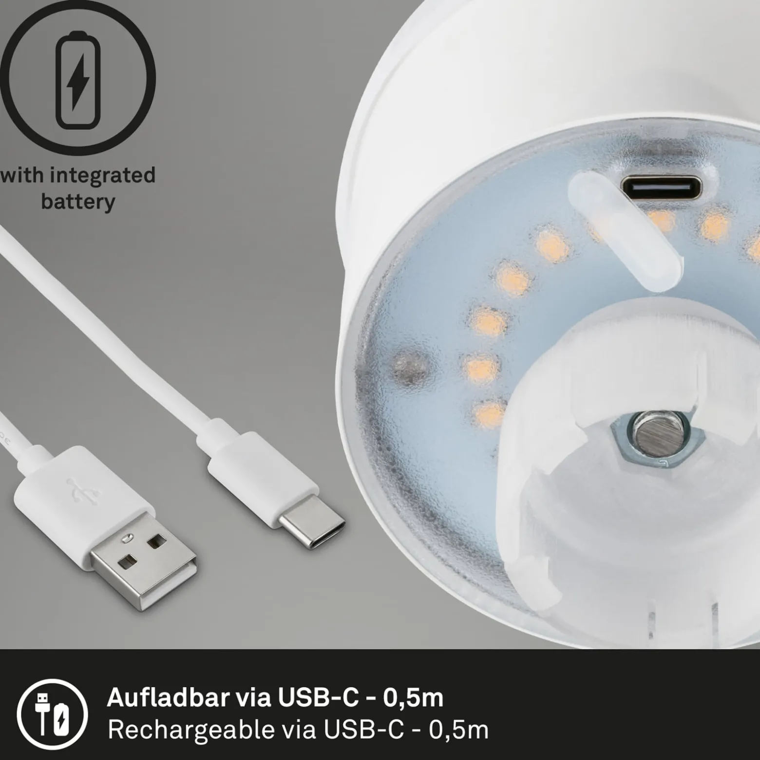 LED-akkupullovalaisin IP44, himmennin, kulta
