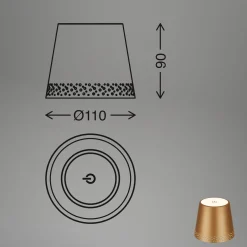 LED-akkupullovalaisin IP44, himmennin, kulta