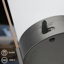 LED-akkupöytälamppu ASA BIG, antrasiitti/ruskea, korkeus 24 cm, IP44