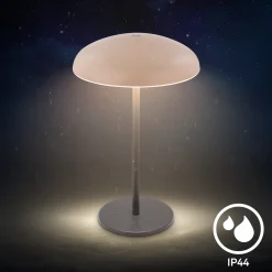 LED-akku-pöytälamppu Brilo unplugged Caxa, beige/antrasiitti