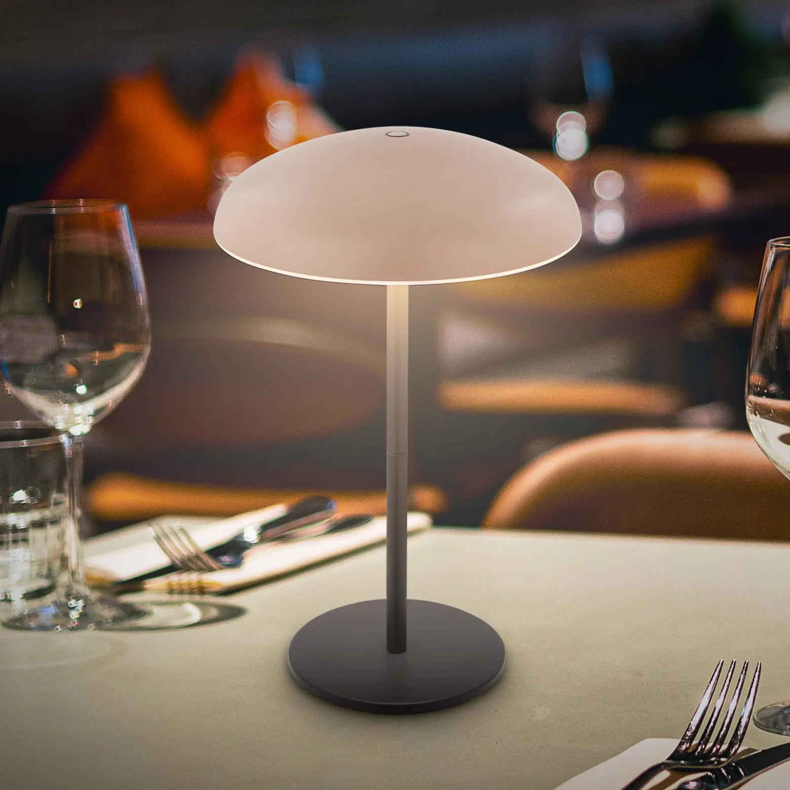 LED-akku-pöytälamppu Brilo unplugged Caxa, beige/antrasiitti