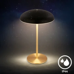 LED-akkupöytälamppu Brilo unplugged Caxa, musta/messinki
