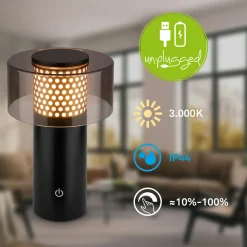 LED-akkupöytälamppu Brilo unplugged Gila, kulta/musta 21 cm