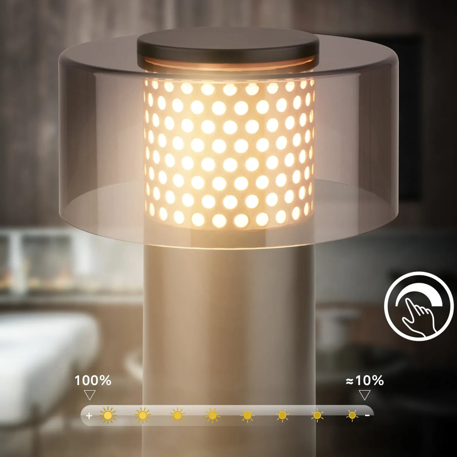 LED-akkupöytälamppu Brilo unplugged Gila, kulta/musta 21 cm