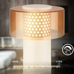 LED-akku-pöytälamppu Brilo unplugged Gila, ruskea/harmaa, 21 cm