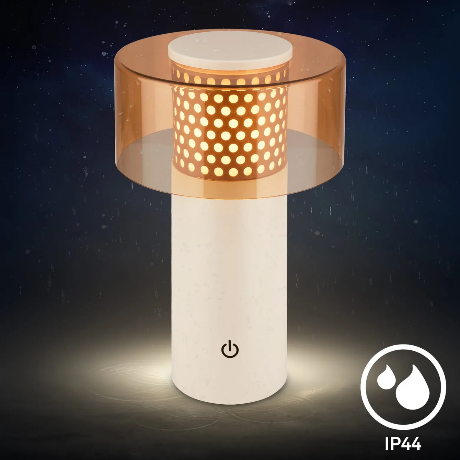 LED-akku-pöytälamppu Brilo unplugged Gila, ruskea/harmaa, 21 cm