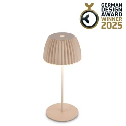 LED-akku-pöytälamppu Brilo unplugged Riffle, 20 cm, beige
