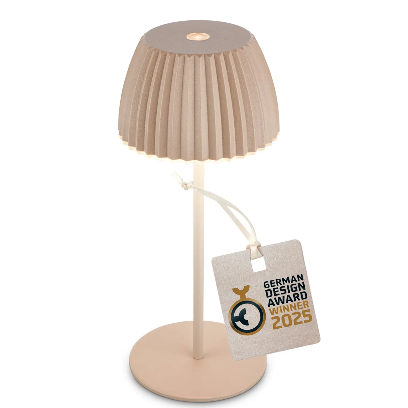 LED-akku-pöytälamppu Brilo unplugged Riffle, 20 cm, beige