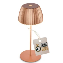 LED-akku-pöytälamppu Brilo unplugged Riffle, 20 cm, kupari