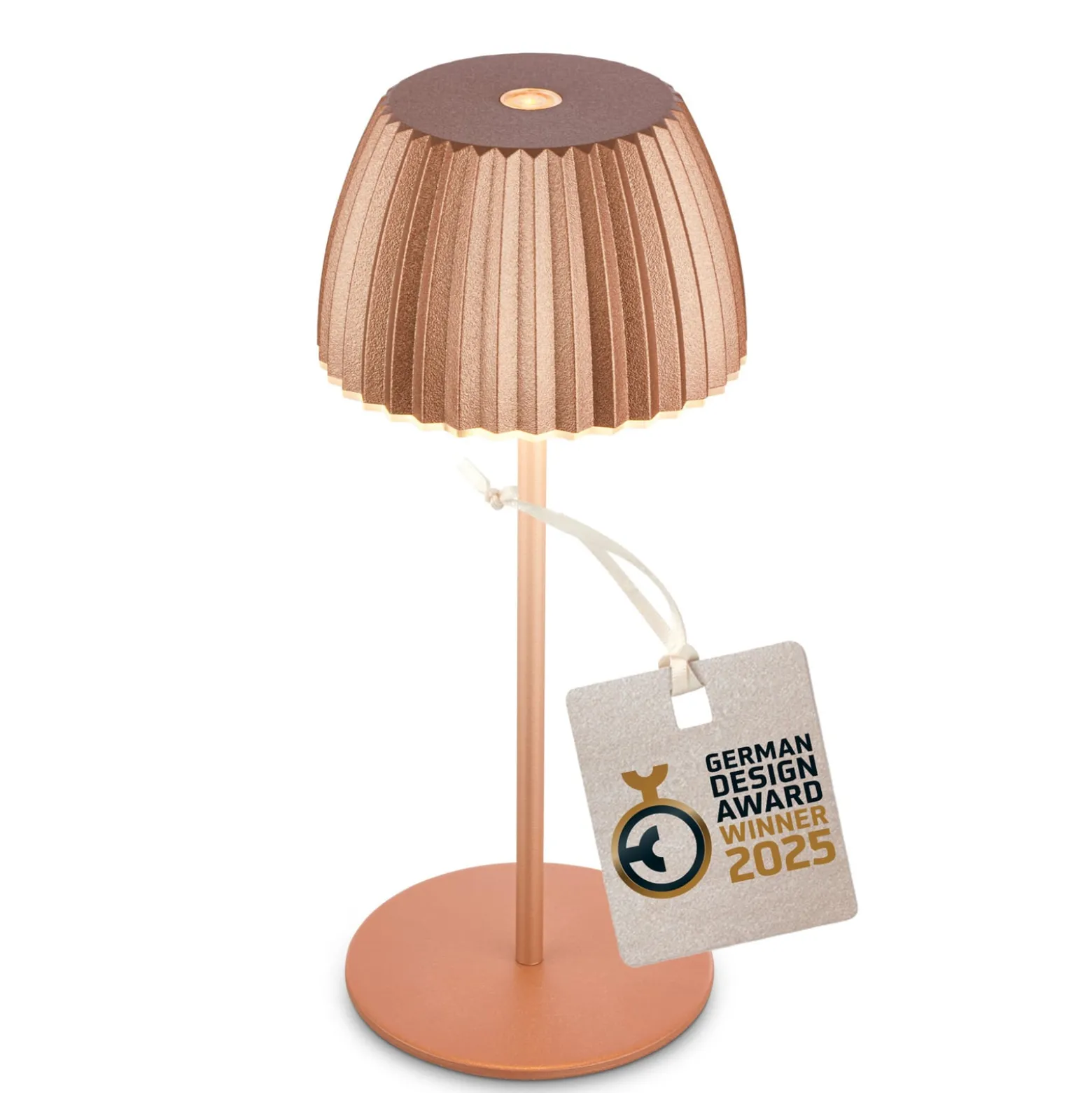 LED-akku-pöytälamppu Brilo unplugged Riffle, 20 cm, kupari