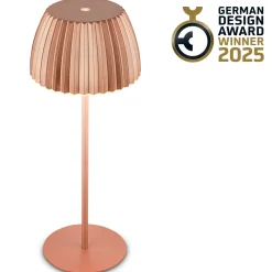 LED-akku-pöytälamppu Brilo unplugged Riffle, 36 cm, kupari