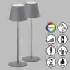 LED-akkupöytälamppu Cosenza 2x hiekanharmaa K 38cm