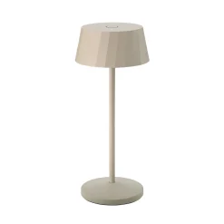 LED-akku-pöytälamppu Facetta, beige, 22 cm, metalli, CCT IP44
