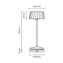 LED-akku-pöytälamppu Facetta, beige, 22 cm, metalli, CCT IP44