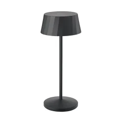 LED-akku-pöytälamppu Facetta, musta, 22 cm, metalli CCT IP44