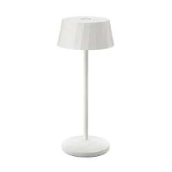 LED-akku-pöytälamppu Facetta, valkoinen, 22 cm, metalli, CCT IP44