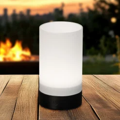 LED-akkupöytälamppu Fenya, musta/opaalimatta Korkeus 14 cm IP54