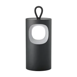 LED-akku-pöytälamppu Lunari, musta, 16 cm, metalli, CCT IP44