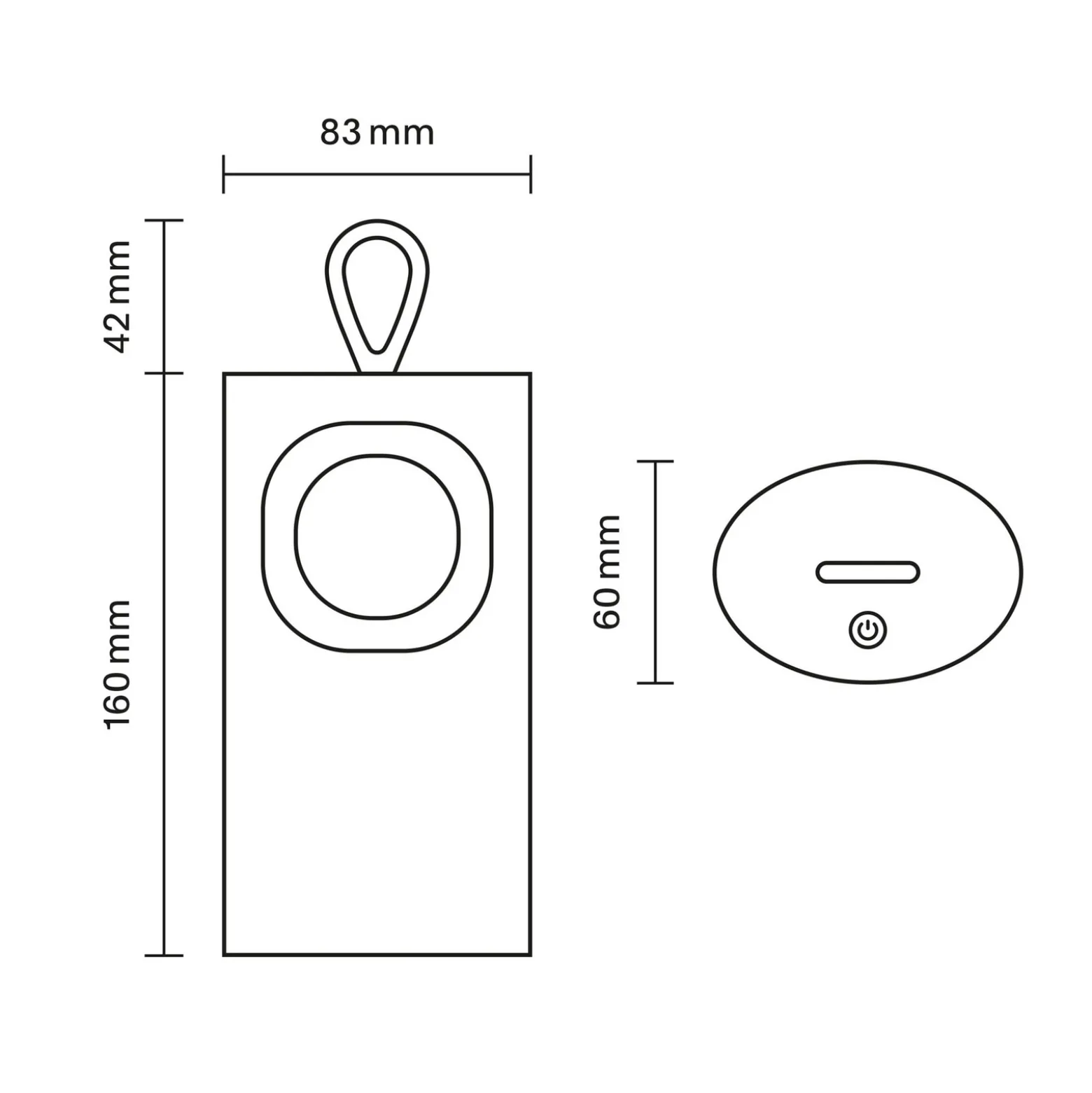 LED-akku-pöytälamppu Lunari, musta, 16 cm, metalli, CCT IP44