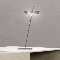 LED-akku-pöytälamppu Mahina kromivärinen korkeus 36 cm metalli CCT