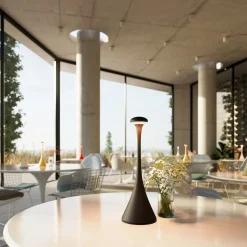 LED-akkupöytälamppu Nudrop, IP54, yönmusta