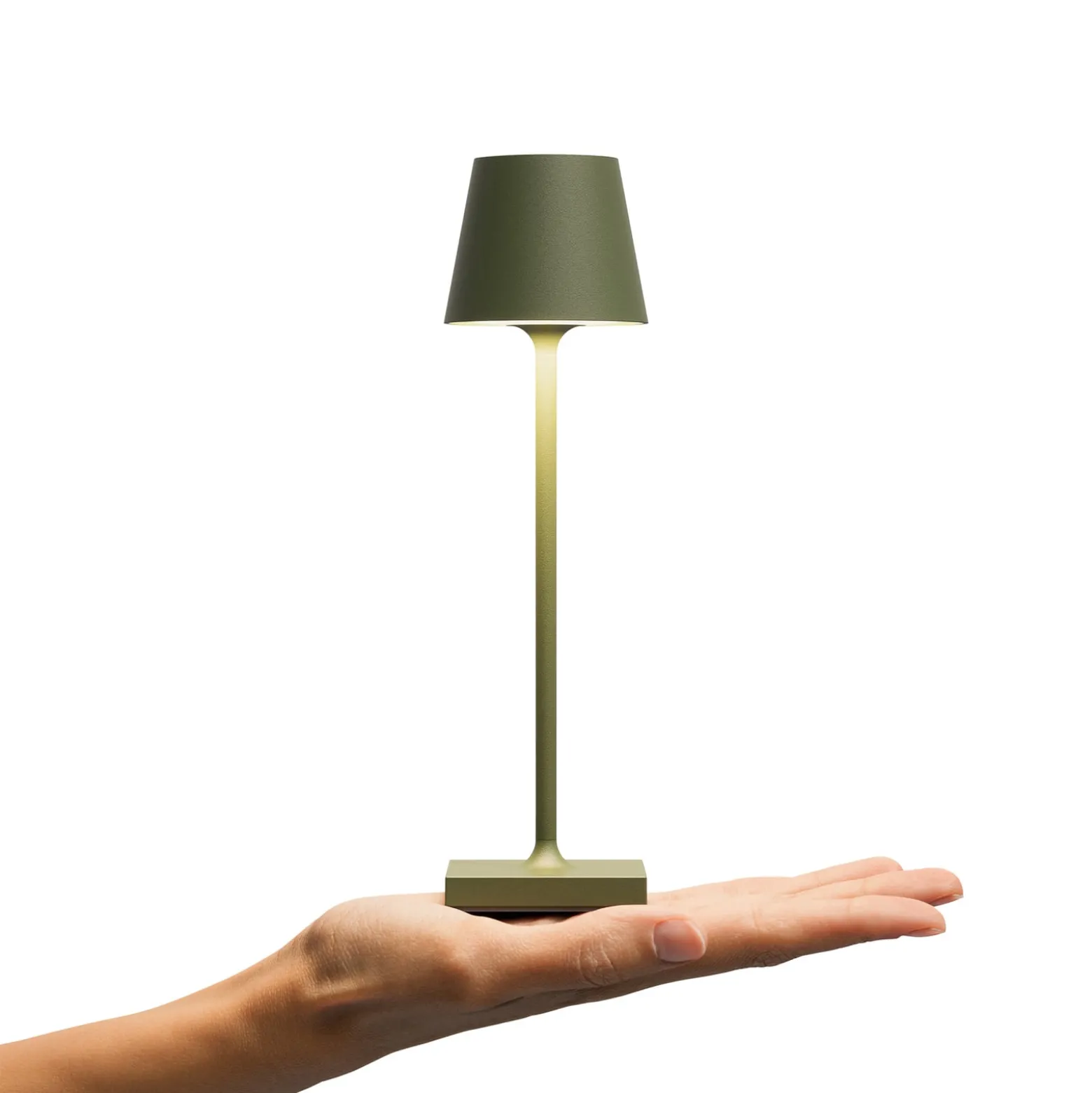 LED-akkupöytälamppu Nuindie pocket, männynvärinen, IP54, himmennettävä