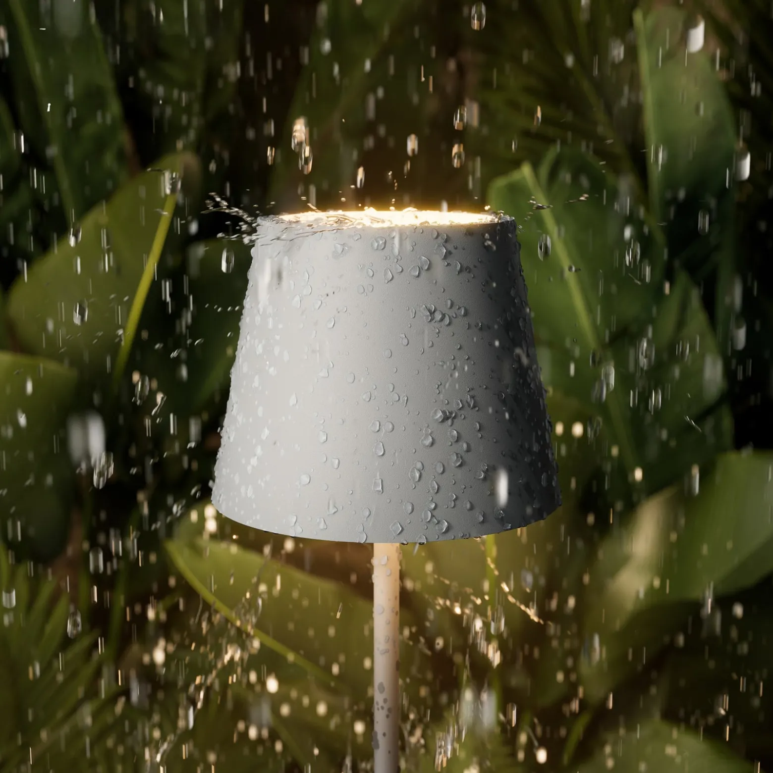 LED-akkupöytälamppu Nuindie, USB-C, harmaa, IP54, himmennettävä