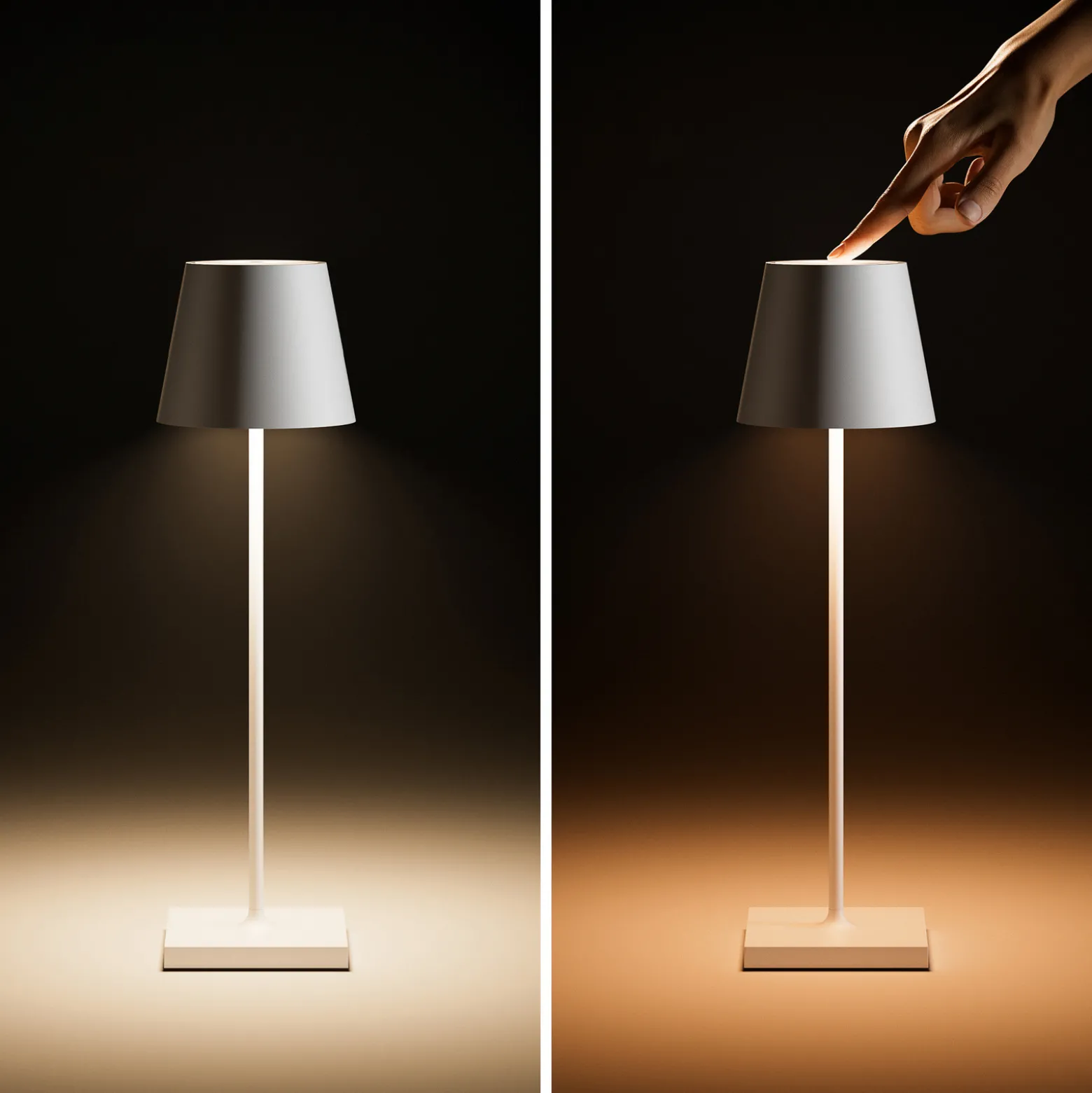 LED-akkupöytälamppu Nuindie, USB-C, harmaa, IP54, himmennettävä