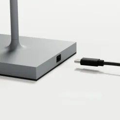 LED-akkupöytälamppu Nuindie, USB-C, harmaa, IP54, himmennettävä