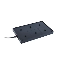 LED-akkupöytälamppu Quill kromi/beige/musta 6-paikkainen latausasema