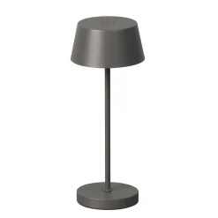LED-akkupöytälamppu Sienna Pro, hiekanharmaa, 24 cm, metalli IP54