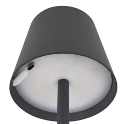 LED-akku-pöytälamppu Vannie, musta, korkeus 36 cm, IP44