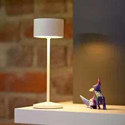LED-akku-pöytälamppu Veluna, valkoinen, korkeus 25 cm, IP44, himmennettävä, CCT