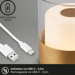 LED-akkupöytävalaisin 7483 IP44, himmennin, kulta