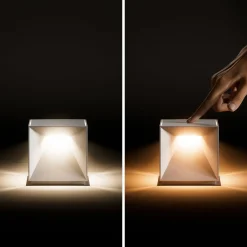 LED-akku-pöytävalaisin Nutalis, grafiitinharmaa, IP54, himmennettävä