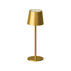 LED-akku-pöytävalaisin Roxi, kultainen, metalli, IP54, himmennin