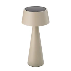 LED-akku-pöytävalaisin Solino, beige, aurinko/USB, 26 cm, IP44