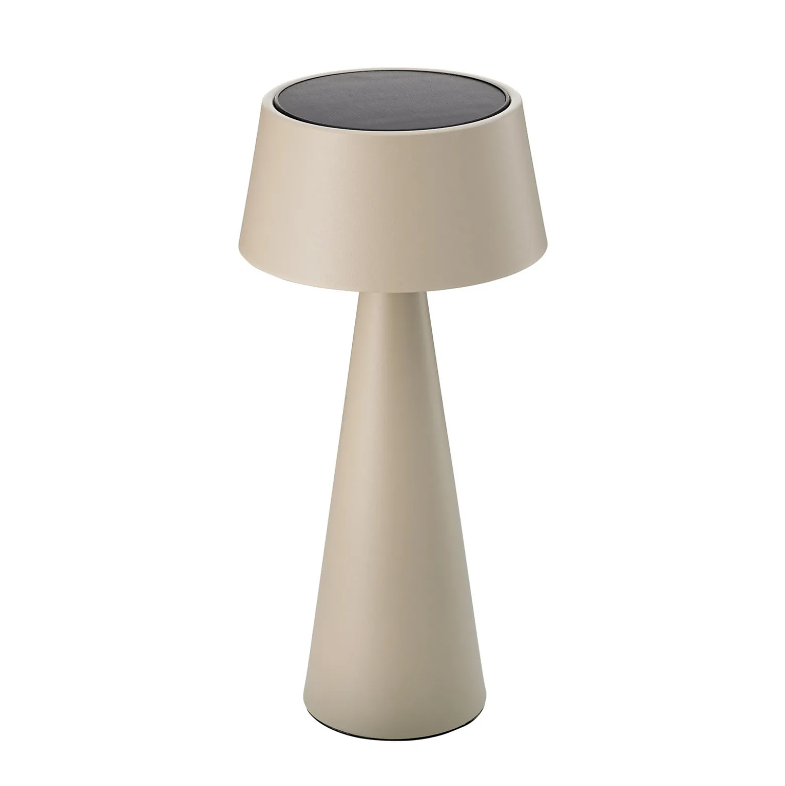 LED-akku-pöytävalaisin Solino, beige, aurinko/USB, 26 cm, IP44