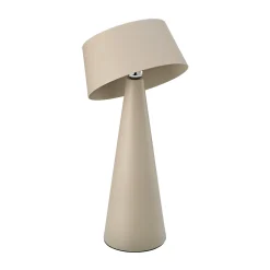 LED-akku-pöytävalaisin Solino, beige, aurinko/USB, 26 cm, IP44