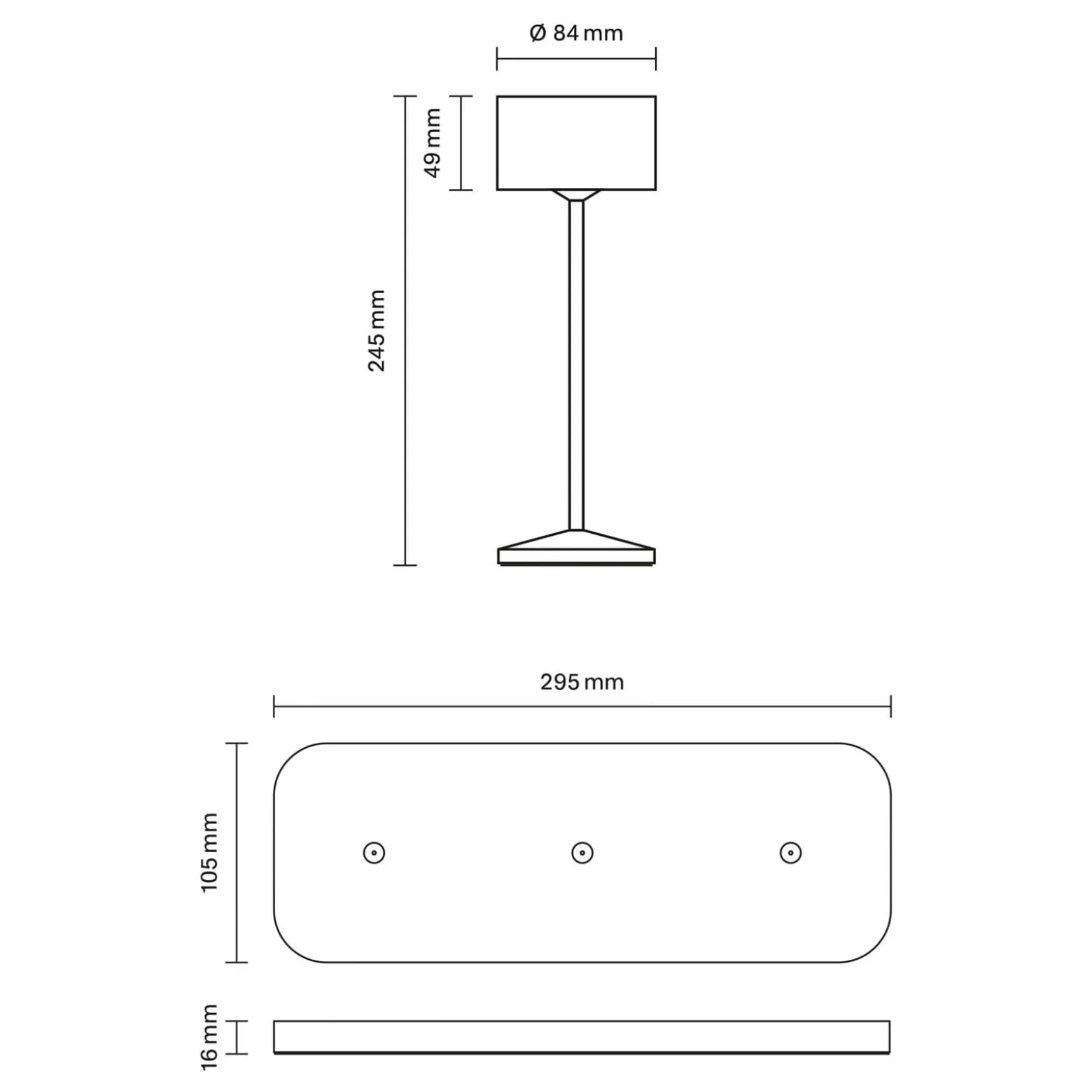 LED-akku-pöytävalaisin Veluna, musta, 3 kpl, 25 cm, IP44